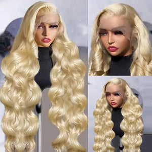 613 Blonde Body Wave Human Hair Wig – 13x6 HD Lace Front, Pre-Plucked, 200% Density