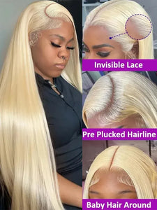 613 Blonde Vietnamese Raw Straight Human Hair HD Lace Front Wig, 13x4 13x6 360 Lace, 180%-210% Density