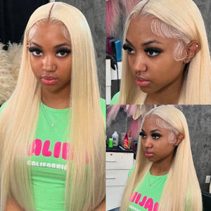 613 Blonde Vietnamese Raw Straight Human Hair HD Lace Front Wig, 13x4 13x6 360 Lace, 180%-210% Density