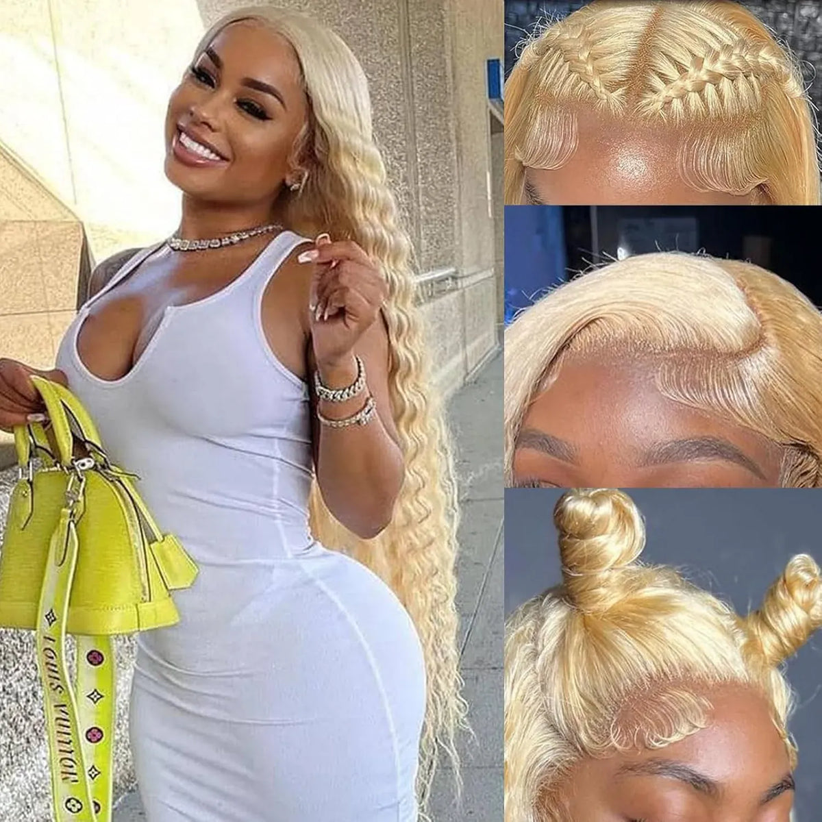 613 Deep Wave HD Lace Frontal Wig  Density Long Blonde Curly Wig Water Wave 613 Wig Pre Plucked With Baby Hair for Women