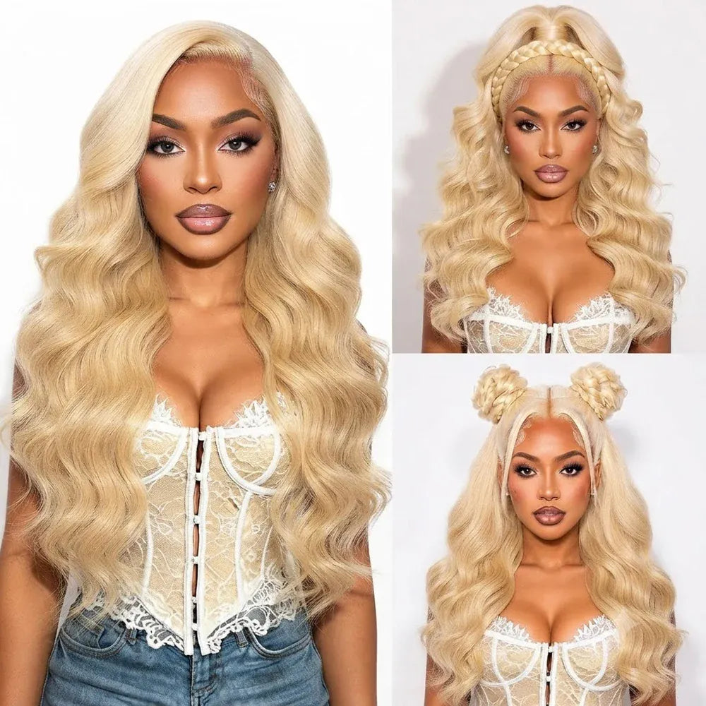 613 Honey Blonde Body Wave Human Hair Wig, 13x4 13x6 or 360 HD Lace, Vietnamese Raw Hair, 180–250% Density, 30–40 Inch