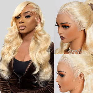 613 Honey Blonde Body Wave Human Hair Wig, 13x4 13x6 or 360 HD Lace, Vietnamese Raw Hair, 180–250% Density, 30–40 Inch