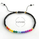 7 Chakras Rainbow Color Bracelet Natural Stone Charm Bracelet Ladies String Adjustable Beaded Healing Crystal Bracelet Jewelry