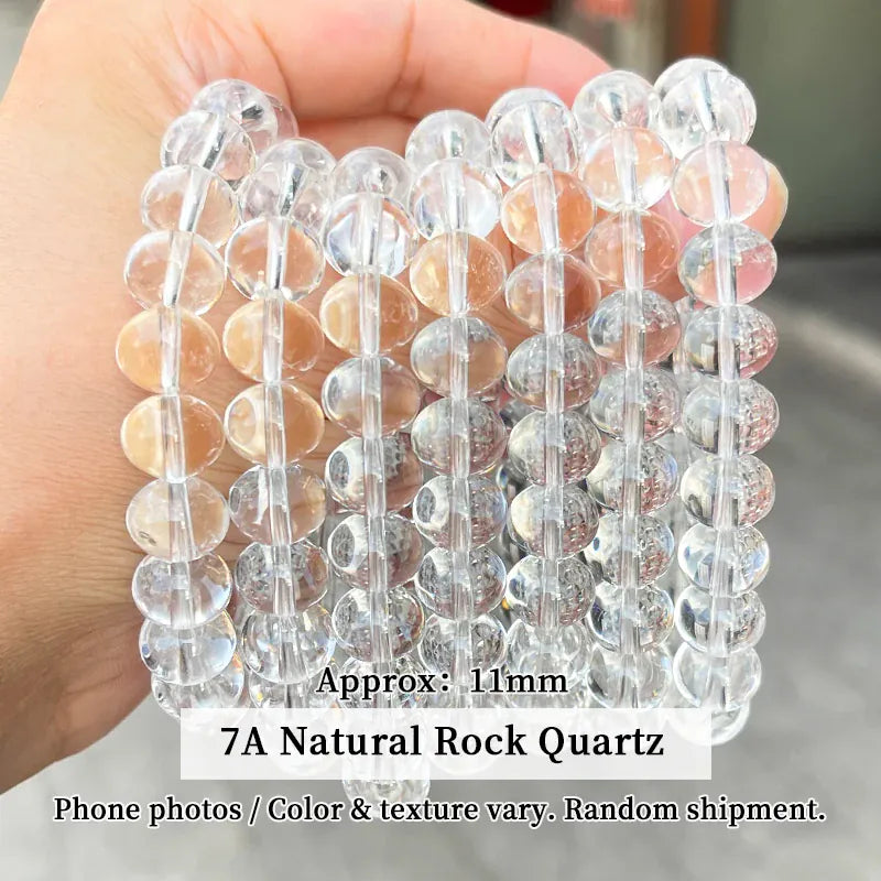 7A Natural Clear Quartz Wheel Beads Bracelet 11mm High Quality Gift Healing Crystal Jewelry for Purity Focus Luxury Bracelets
