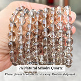 7A Natural Stone Smoky Crystal Quartz Sugar Candy Beads Bracelet Healing Crystal Jewelry for Grounding Stress Relief Unisex Gift