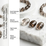 7A Natural Stone Smoky Crystal Quartz Sugar Candy Beads Bracelet Healing Crystal Jewelry for Grounding Stress Relief Unisex Gift