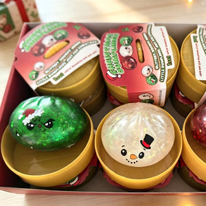 8.5cm Christmas Dumpling Snowman, Elk, Santa Claus Squeeze with Box Stress Relief for Christmas Party Gifts