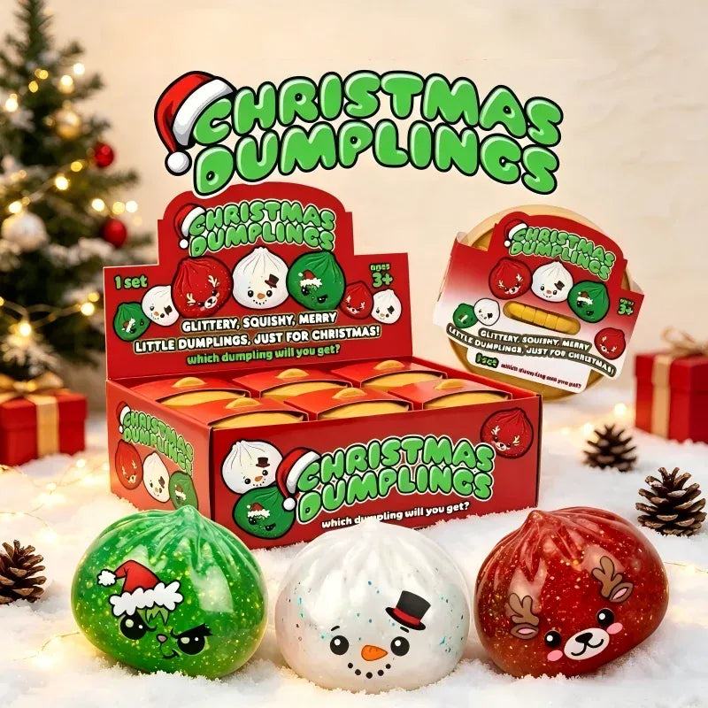 8.5cm Christmas Dumpling Snowman, Elk, Santa Claus Squeeze with Box Stress Relief for Christmas Party Gifts