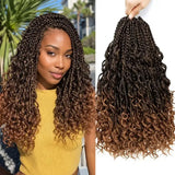 8 Packs Goddess Box Braids Crochet Hair 22 Inch Ombre Boho Box Braids with Curly Ends Soft Lightweight Synthetic Braiding Hair for Women