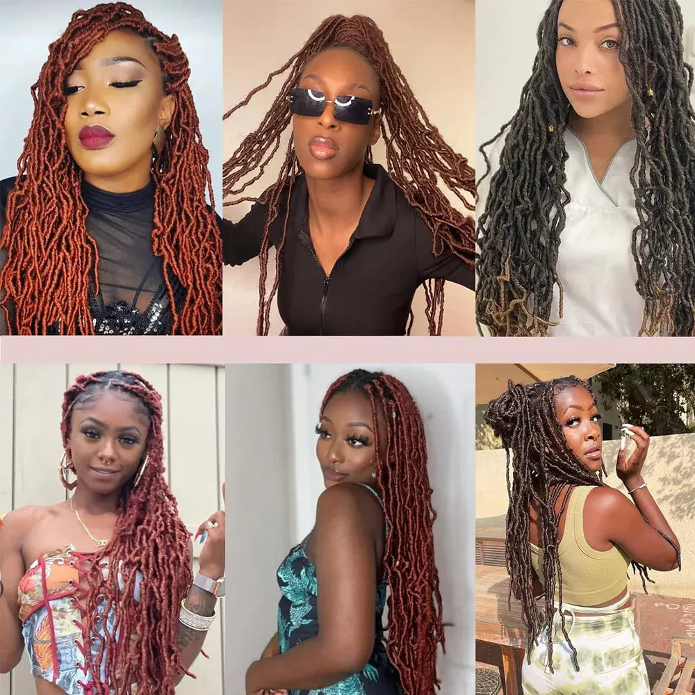 8 Packs Soft Locs Crochet Hair Pre-Looped Butterfly Faux Locs Synthetic Goddess Locs Braiding Hair Extensions Natural Wavy Knotless Crochet Braids for Women