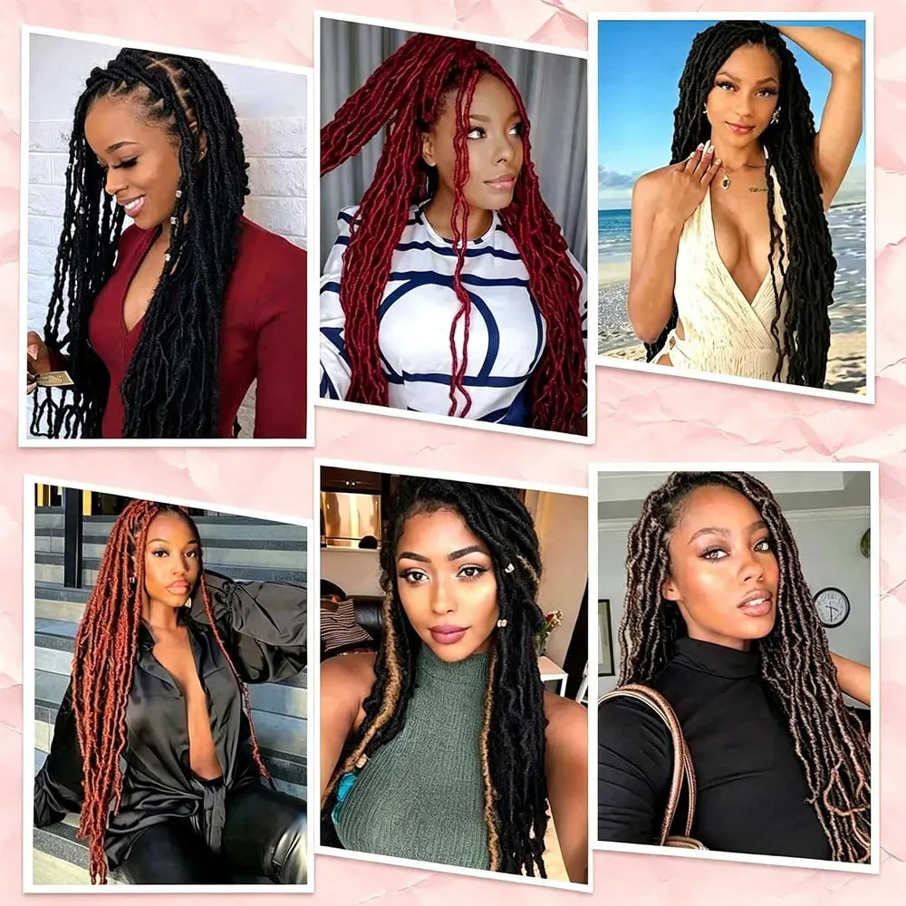 8 Packs Soft Locs Crochet Hair Pre-Looped Butterfly Faux Locs Synthetic Goddess Locs Braiding Hair Extensions Natural Wavy Knotless Crochet Braids for Women