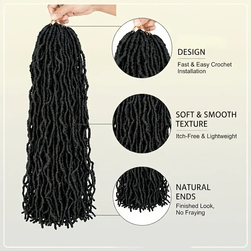 8 Packs Soft Locs Crochet Hair Pre-Looped Butterfly Faux Locs Synthetic Goddess Locs Braiding Hair Extensions Natural Wavy Knotless Crochet Braids for Women