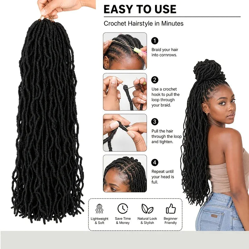 8 Packs Soft Locs Crochet Hair Pre-Looped Butterfly Faux Locs Synthetic Goddess Locs Braiding Hair Extensions Natural Wavy Knotless Crochet Braids for Women
