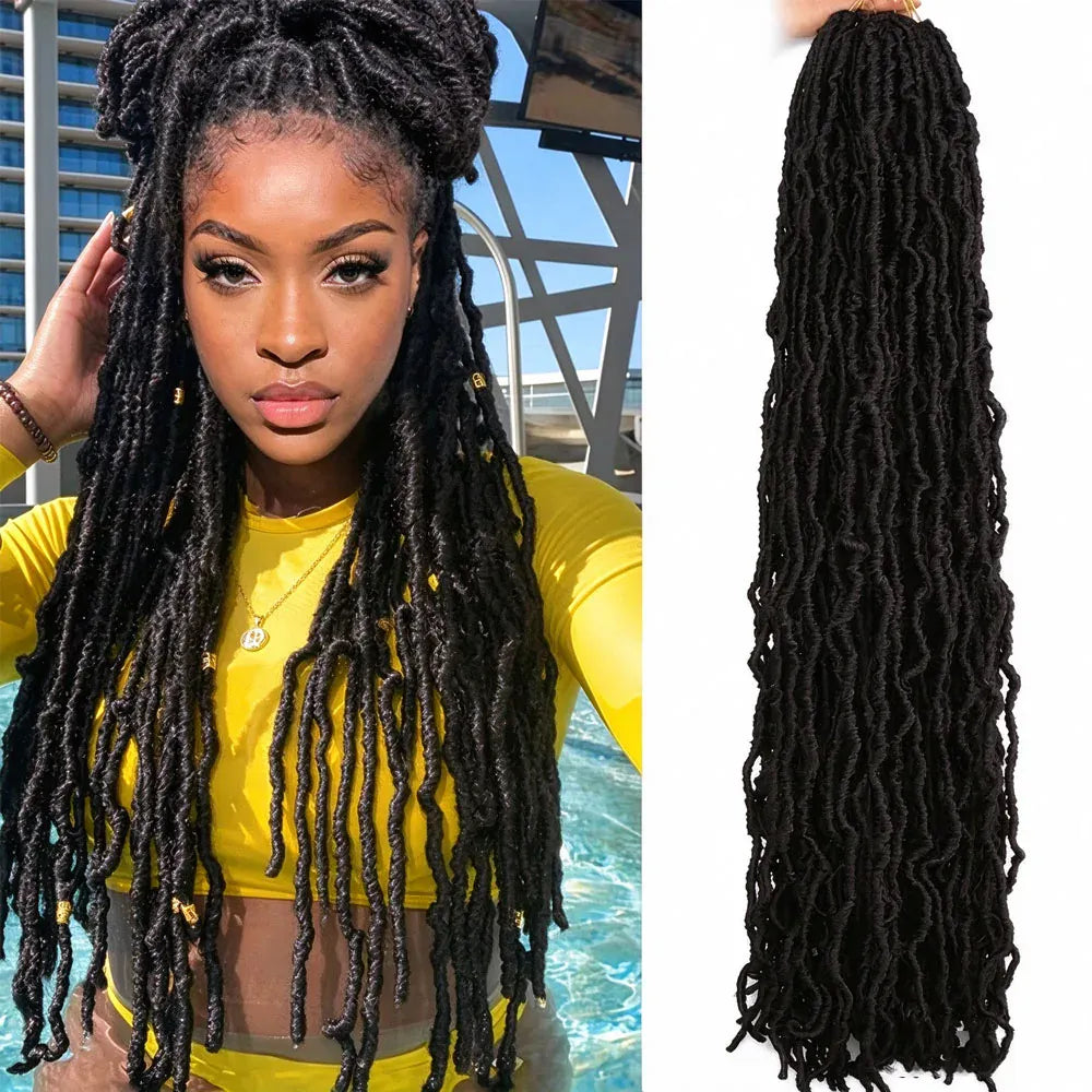 8 Packs Soft Locs Crochet Hair Pre-Looped Butterfly Faux Locs Synthetic Goddess Locs Braiding Hair Extensions Natural Wavy Knotless Crochet Braids for Women