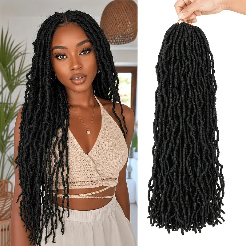 8 Packs Soft Locs Crochet Hair Pre-Looped Butterfly Faux Locs Synthetic Goddess Locs Braiding Hair Extensions Natural Wavy Knotless Crochet Braids for Women