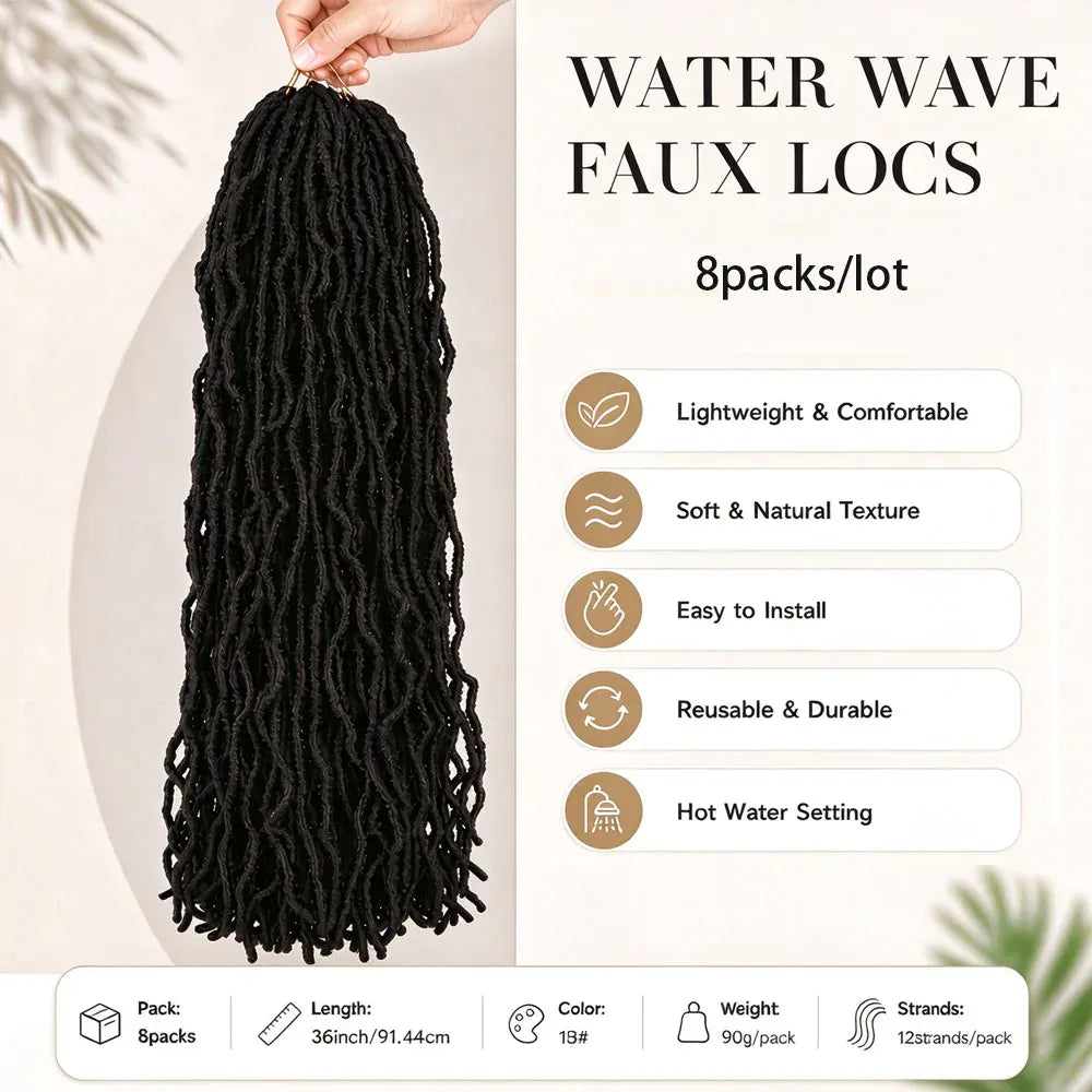 8 Packs Soft Locs Crochet Hair Pre-Looped Butterfly Faux Locs Synthetic Goddess Locs Braiding Hair Extensions Natural Wavy Knotless Crochet Braids for Women