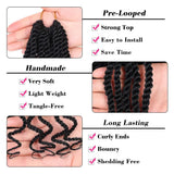 8 Packs Wavy Senegalese Twist Crochet Hair with Curly Ends, 8 Inch Black Synthetic Pre Looped Short Crochet Braids,