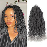 8 Packs Wavy Senegalese Twist Crochet Hair with Curly Ends, 8 Inch Black Synthetic Pre Looped Short Crochet Braids,