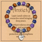 8 Styles 2PCS 8mm Healing Crystal Bracelet for Women Protection Good Luck Friendship Anxiety Stone Healing Bracelet with Card