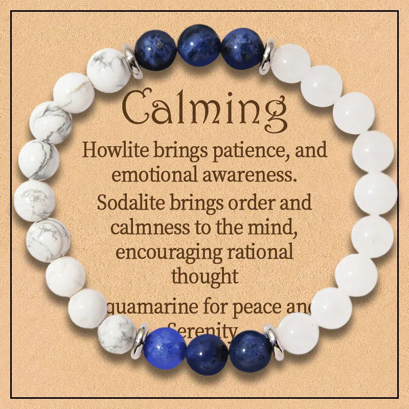 8 Styles 2PCS 8mm Healing Crystal Bracelet for Women Protection Good Luck Friendship Anxiety Stone Healing Bracelet with Card