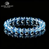 8A Natural Ice Translucent Blue Aquamarine Beaded Bracelet Healing Semi-Precious Gemstone Jewelry Peace Protection