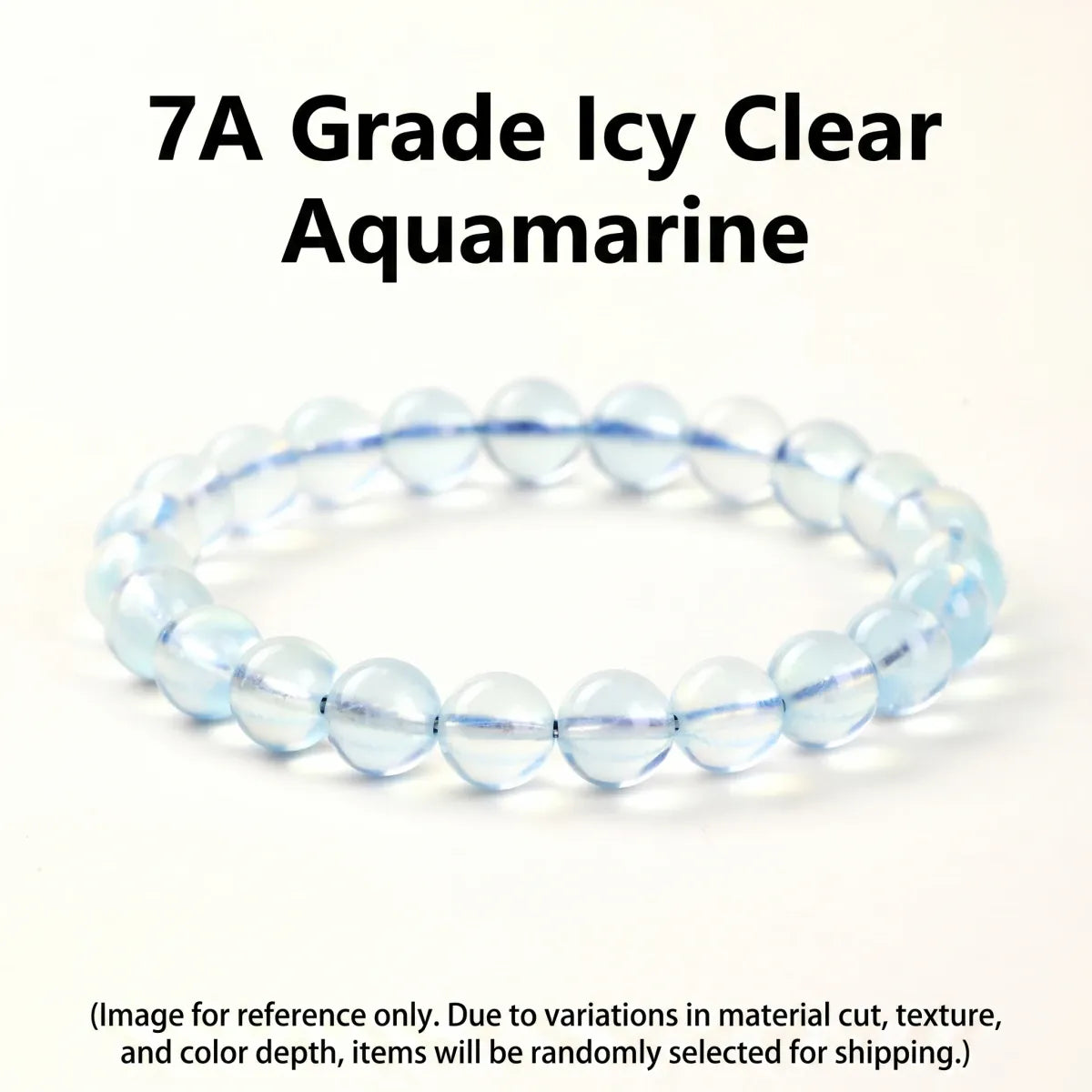 8A Natural Ice Translucent Blue Aquamarine Beaded Bracelet Healing Semi-Precious Gemstone Jewelry Peace Protection