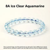 8A Natural Ice Translucent Blue Aquamarine Beaded Bracelet Healing Semi-Precious Gemstone Jewelry Peace Protection