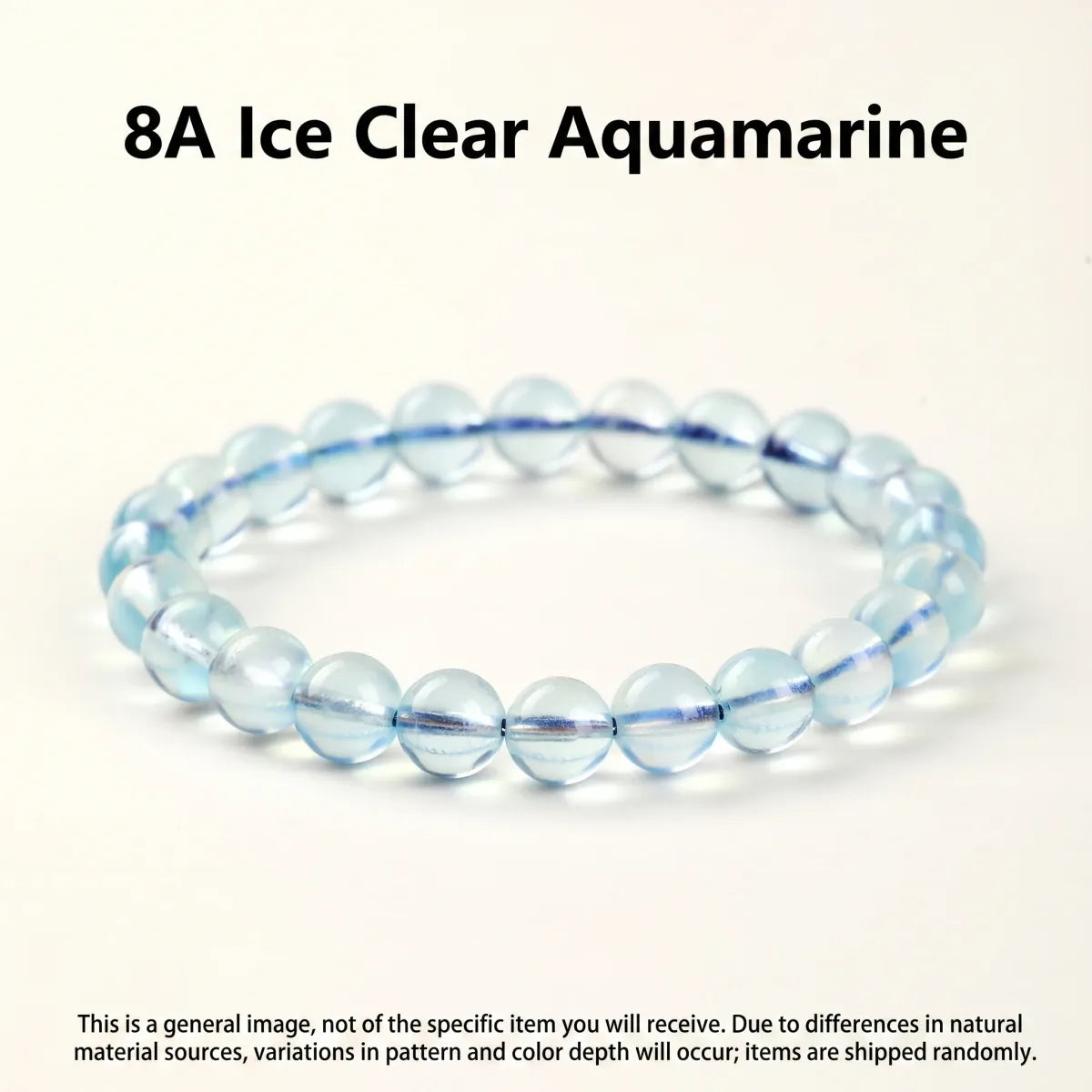 8A Natural Ice Translucent Blue Aquamarine Beaded Bracelet Healing Semi-Precious Gemstone Jewelry Peace Protection