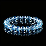 8A Natural Ice Translucent Blue Aquamarine Beaded Bracelet Healing Semi-Precious Gemstone Jewelry Peace Protection