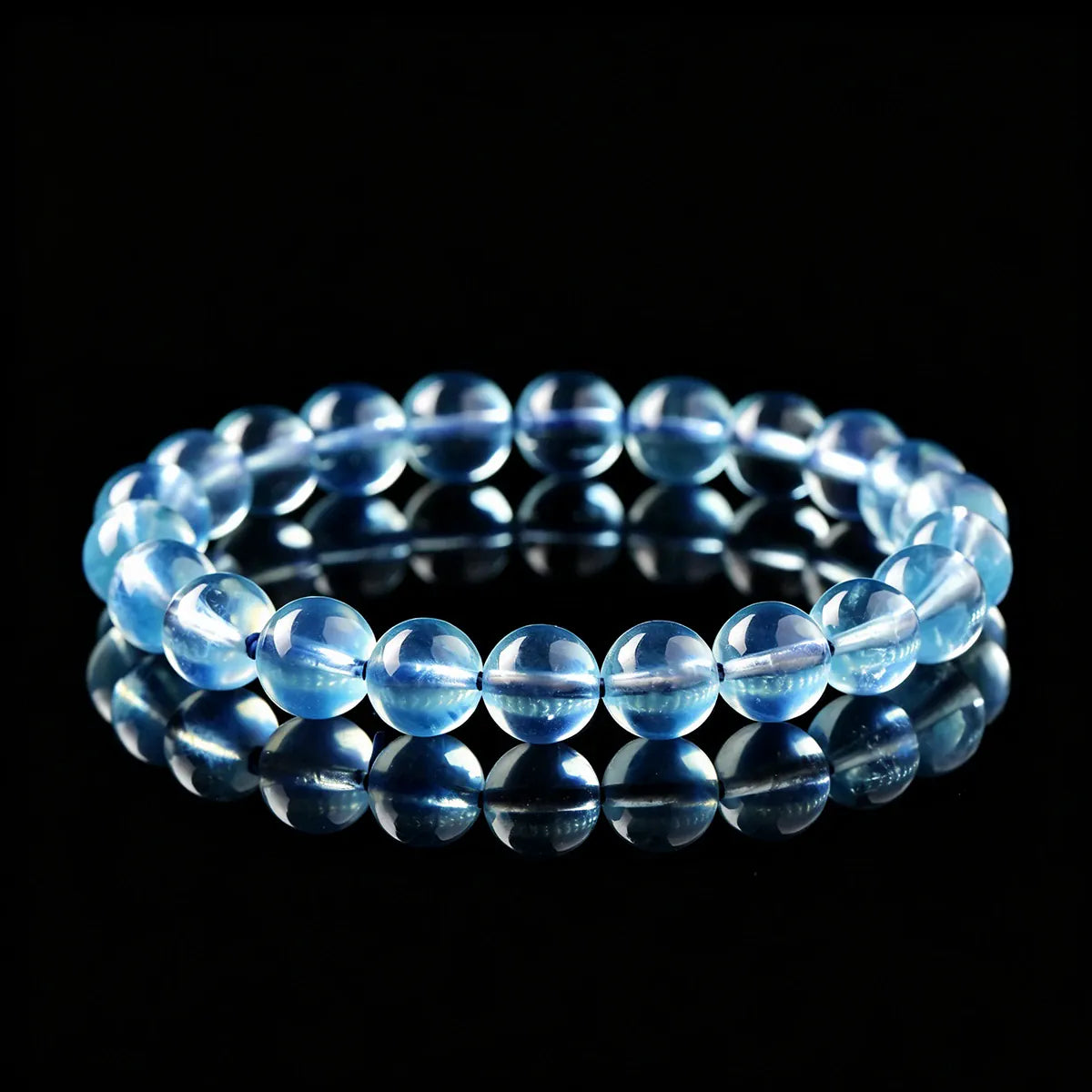 8A Natural Ice Translucent Blue Aquamarine Beaded Bracelet Healing Semi-Precious Gemstone Jewelry Peace Protection