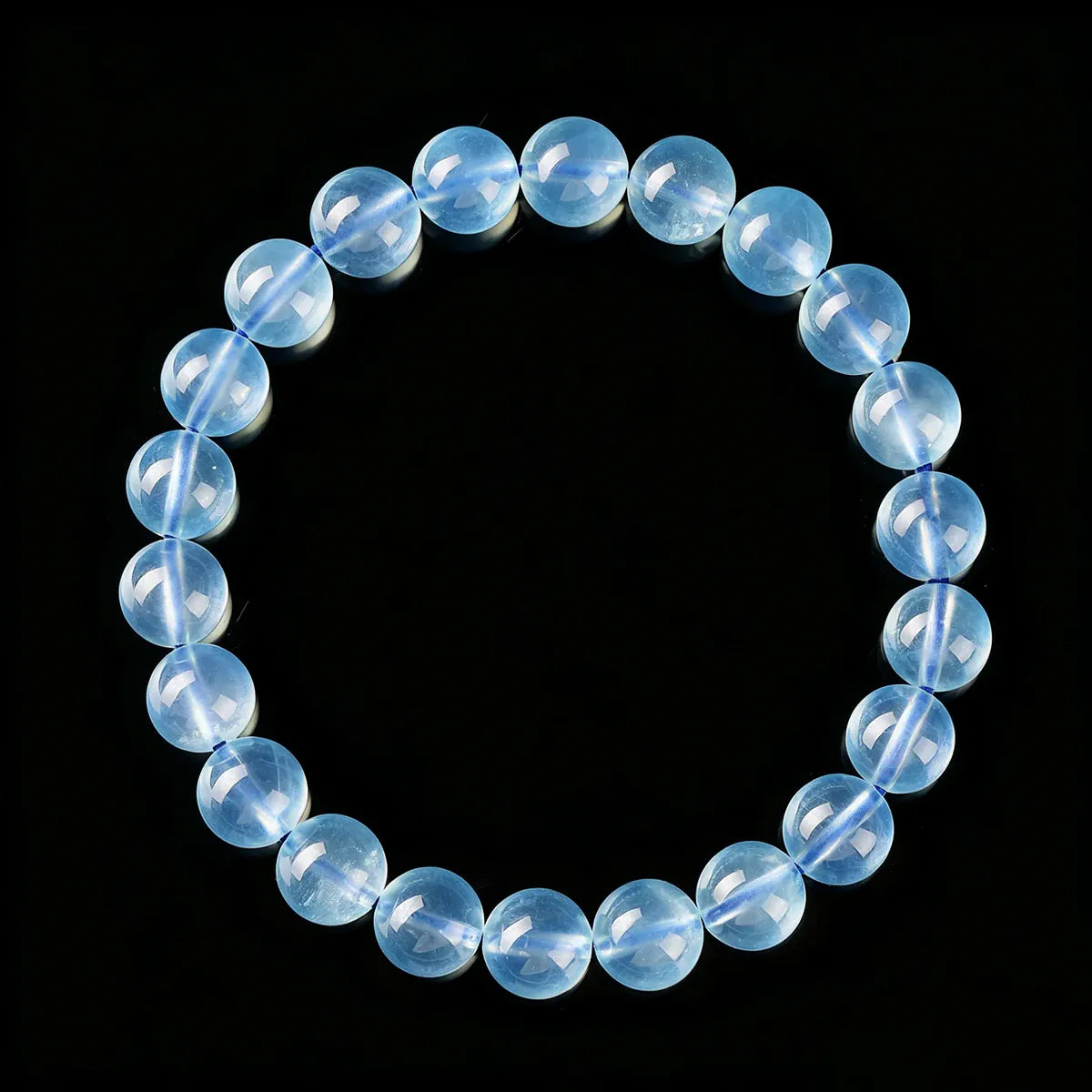 8A Natural Ice Translucent Blue Aquamarine Beaded Bracelet Healing Semi-Precious Gemstone Jewelry Peace Protection
