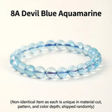 8A Natural Ice Translucent Blue Aquamarine Beaded Bracelet Healing Semi-Precious Gemstone Jewelry Peace Protection