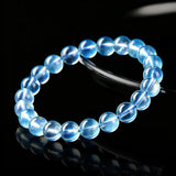 8A Natural Ice Translucent Blue Aquamarine Beaded Bracelet Healing Semi-Precious Gemstone Jewelry Peace Protection