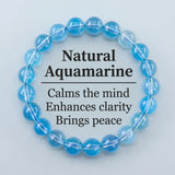 8A Natural Ice Translucent Blue Aquamarine Beaded Bracelet Healing Semi-Precious Gemstone Jewelry Peace Protection