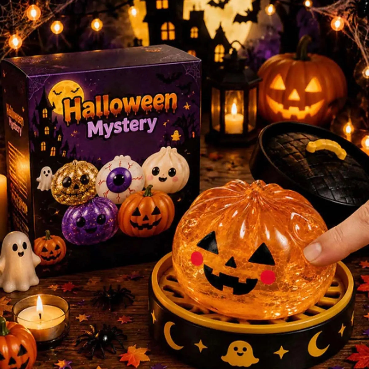 8cm Halloween dumpling squishy toy by HSF Marketplace, soft, slow-rising stress relief sensory fidget toy with cute Halloween design.