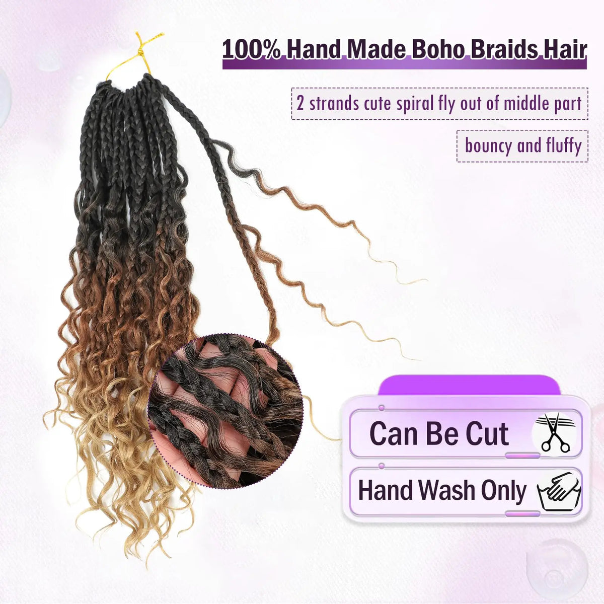 9 Packs Goddess Box Braids Crochet Hair for Black Women 14 Inch Crochet Box Braids Bohemian Boho Crochet Braids Hair with curly ends Synthetic Braiding Hair Extensions