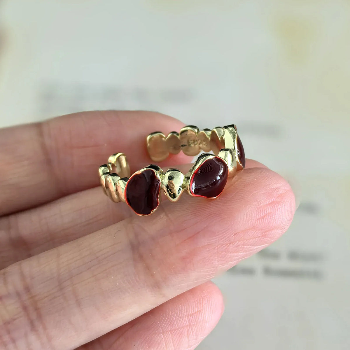 925 Sterling Silver Open Finger Ring Golden Enamel Donut Dazzling Geometric Punk For Women Jewelry Gift Dropship Wholesale