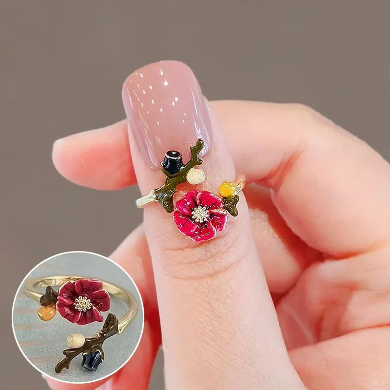 925 Sterling Silver Open Finger Ring Golden Enamel Donut Dazzling Geometric Punk For Women Jewelry Gift Dropship Wholesale