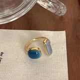 925 Sterling Silver Open Finger Ring Golden Enamel Donut Dazzling Geometric Punk For Women Jewelry Gift Dropship Wholesale