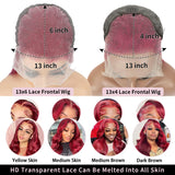 99J Burgundy Lace Front Wigs Human Hair Body Wave 13X4 Natural HD Lace Wig Human Hair 40 46 Inches 200 Density  PrePlucked Wigs