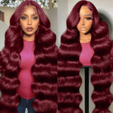 99J Burgundy Lace Front Wigs Human Hair Body Wave 13X4 Natural HD Lace Wig Human Hair 40 46 Inches 200 Density  PrePlucked Wigs