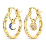 925 sterling silver hoop earrings with zirconia accents, hypoallergenic fashion jewelry for women and girls