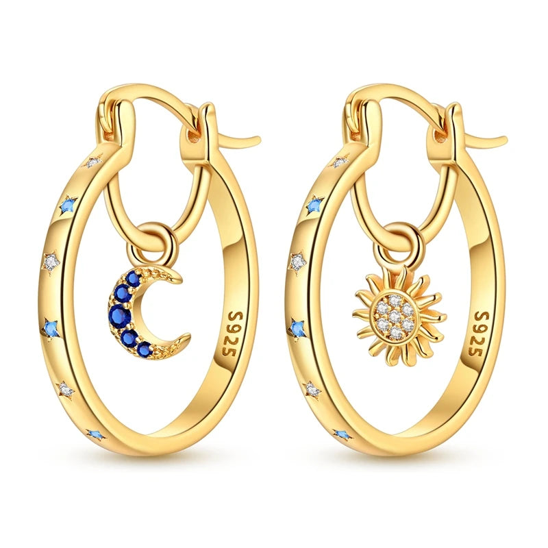 925 sterling silver hoop earrings with zirconia accents, hypoallergenic fashion jewelry for women and girls