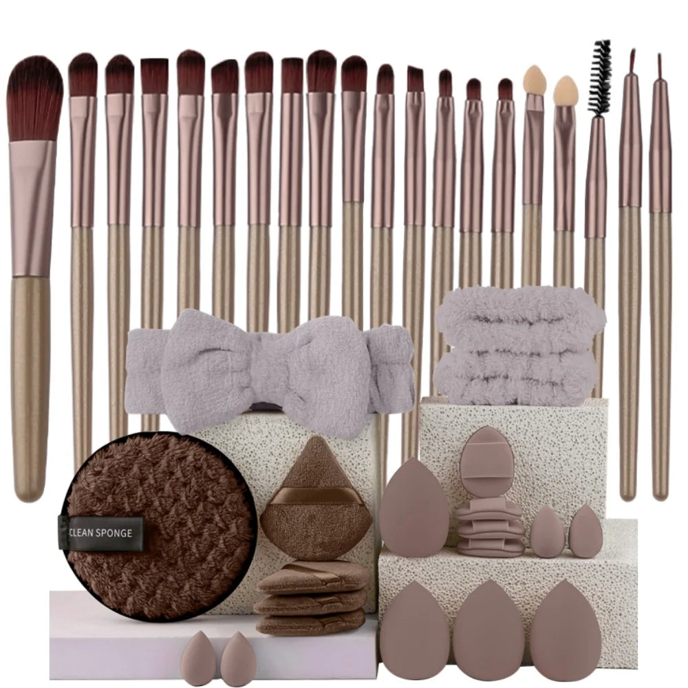 Premium synthetic kabuki makeup brushes set for foundation, concealer, powder, blush, blending, face and eye shadow
