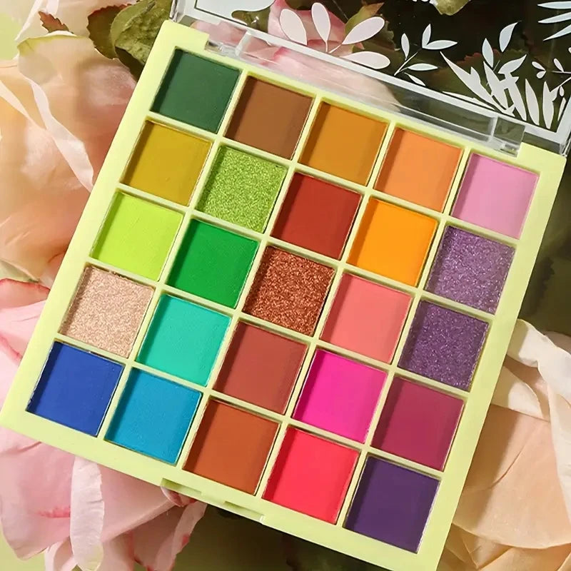 S.F.R Color Tropical Dream Bright Eyeshadow Palette with 25 matte and glitter colorful shades