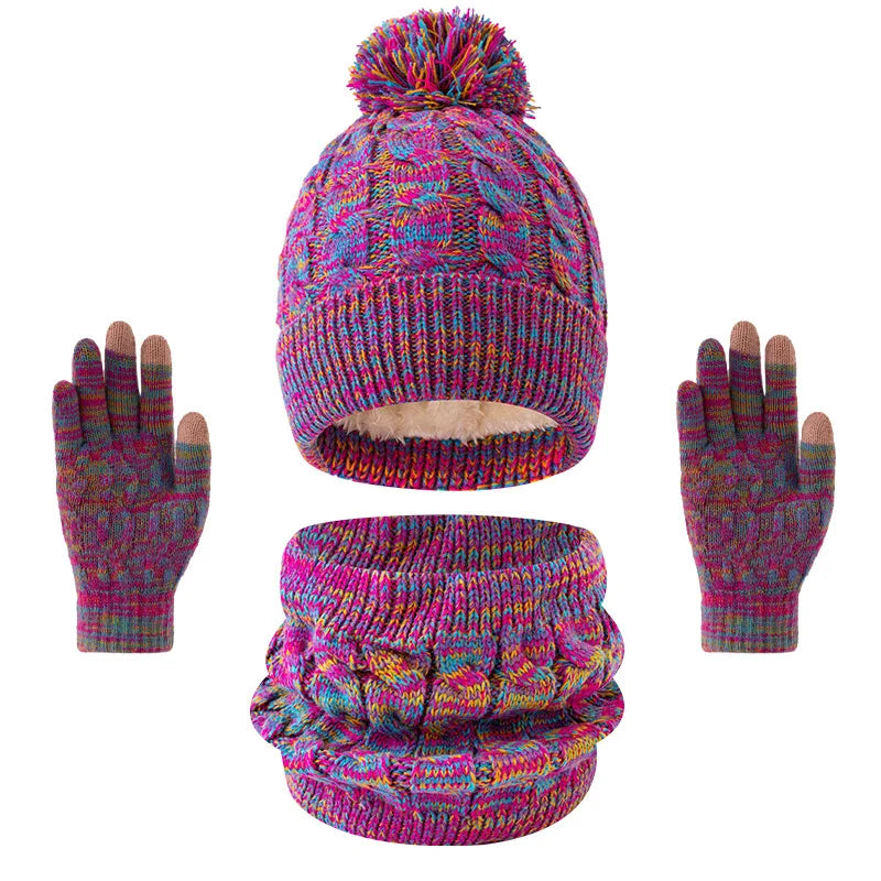 Kids winter set with warm cotton beanie, scarf and gloves by HSF Marketplace