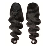 HSF Marketplace Brazilian Remy human hair body wave drawstring clip-in ponytail in natural color