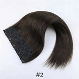 Brazilian Remy human hair one-piece clip-in extension, natural straight texture with seamless invisible clips