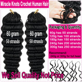 Miracle Knots Crochet Human Hair Deep Wave Bundles Invisible Knot Burmese Curly Boho Braids Crochet Human Hair Extensions 16-20 Inch Pre-Separated Reusable Feathered Human Crochet Curly 100% Human Hair For Black Women Lightwe