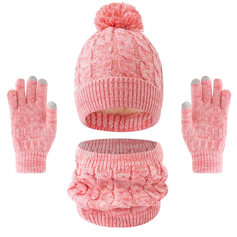 Kids winter set with warm cotton beanie, scarf, and gloves by HSF Marketplace